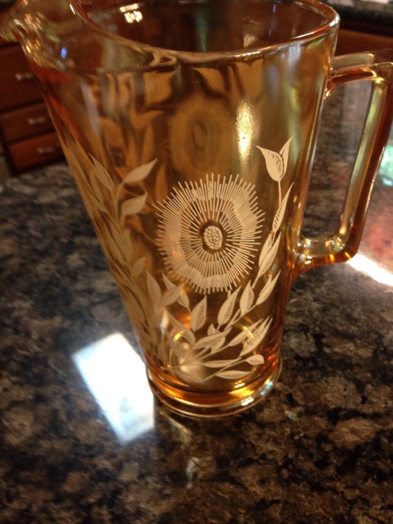 Jeanette Marigold Carnival Glass Pitcher