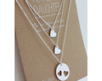 Mother Daughter Necklace Set - Back to School - mother daughter jewelry - necklace gift - wedding gift - Kindergarten Gift - College Gift