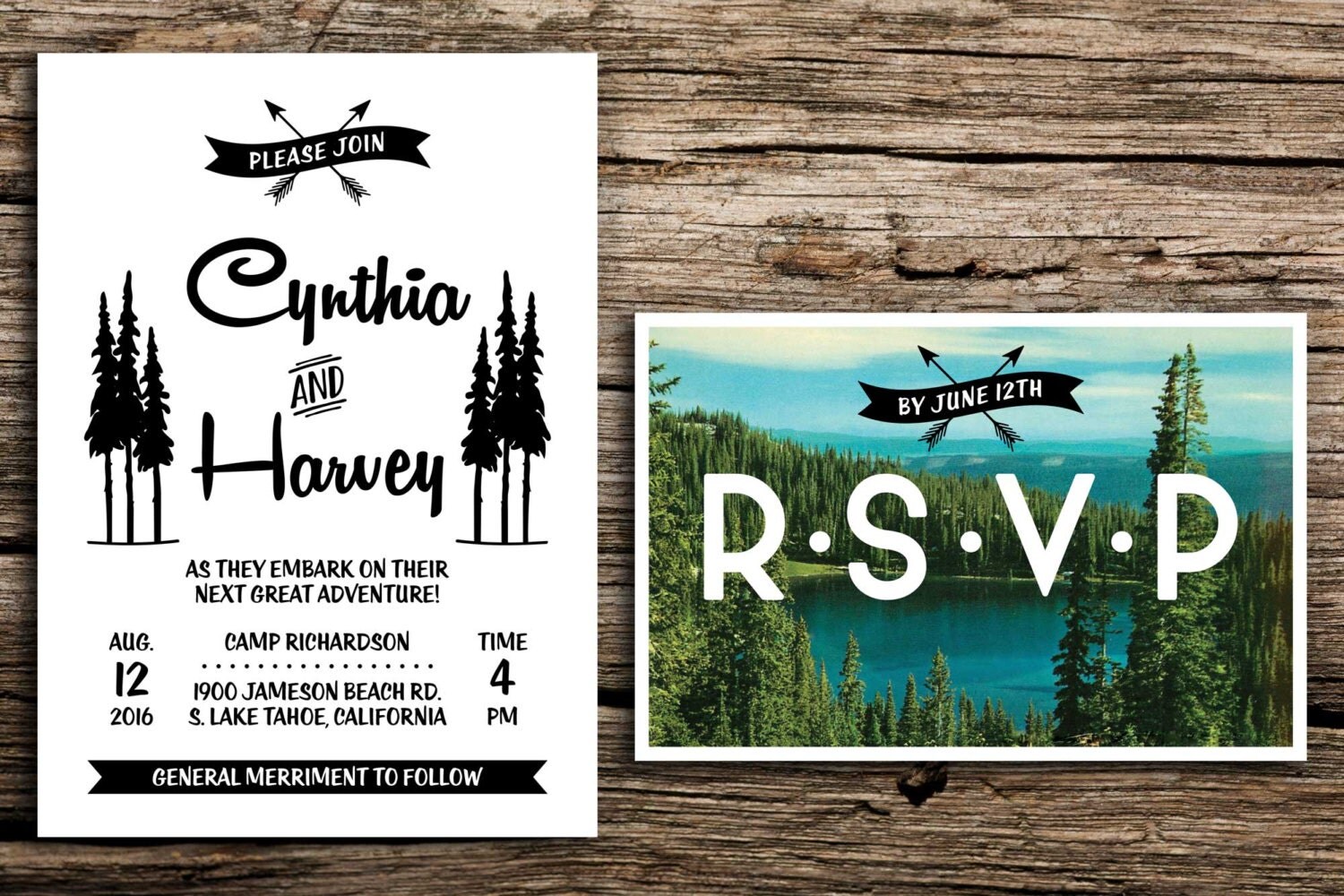 Lake Wedding Invitations Diy Kits At Last Retro Woodland Wedding Invitation And Postcard Rsvp Il Fullxfull Lake Invitations