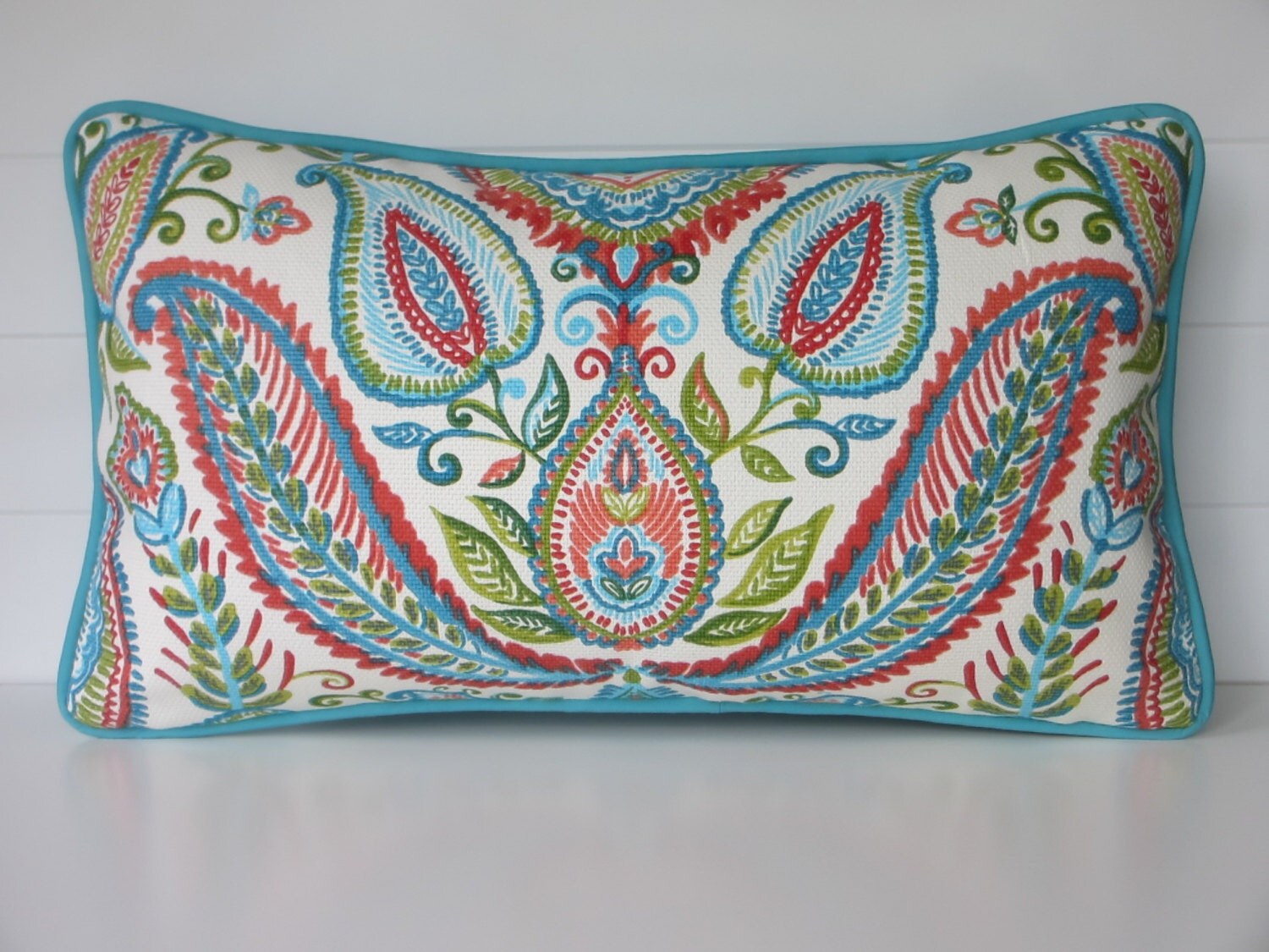 Turquoise Summer Pillow Cover Lumbar Pillow Aqua Multi-Color