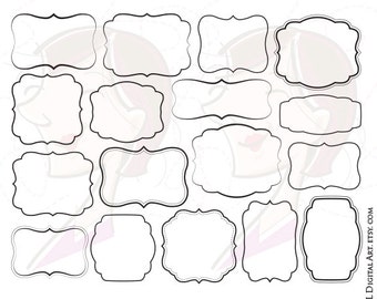 Digital Frames and Borders Clip Art Teacher Frame Vector Set DIY Simple Invitations COMMERCIAL USE Label Tags Transparent Middle 10087