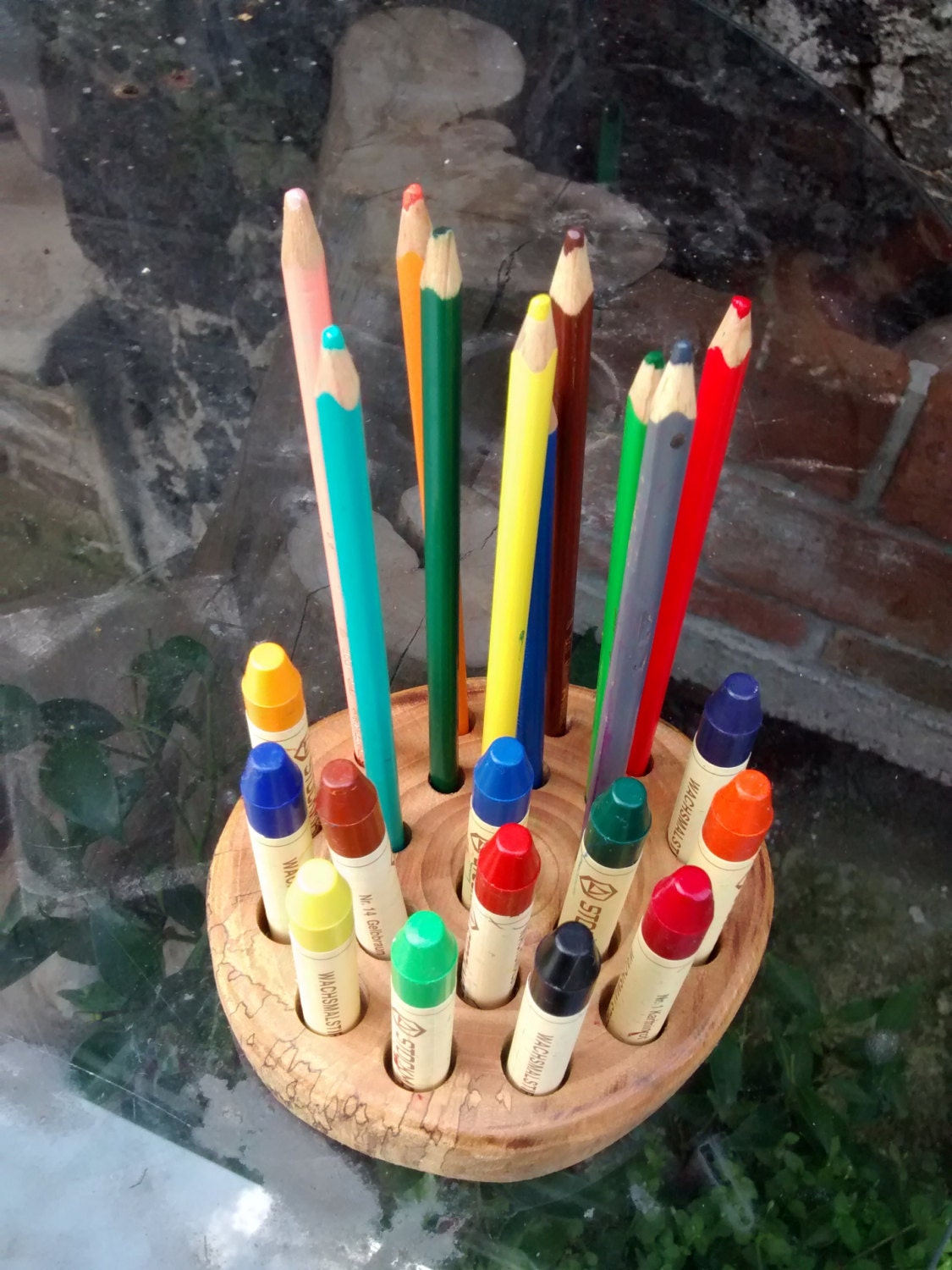 Reclaimed Wood crayons holder / Pencils holder / Waldorf