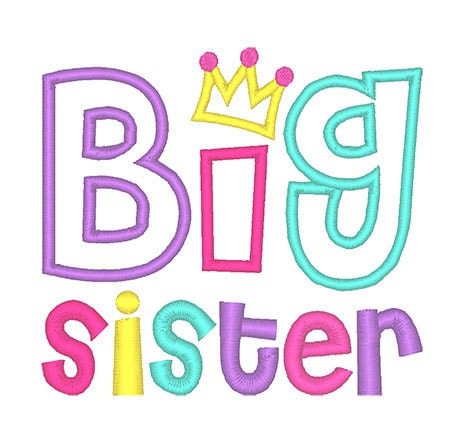 Big Sister Crown Applique Embroidery Design Instant Download