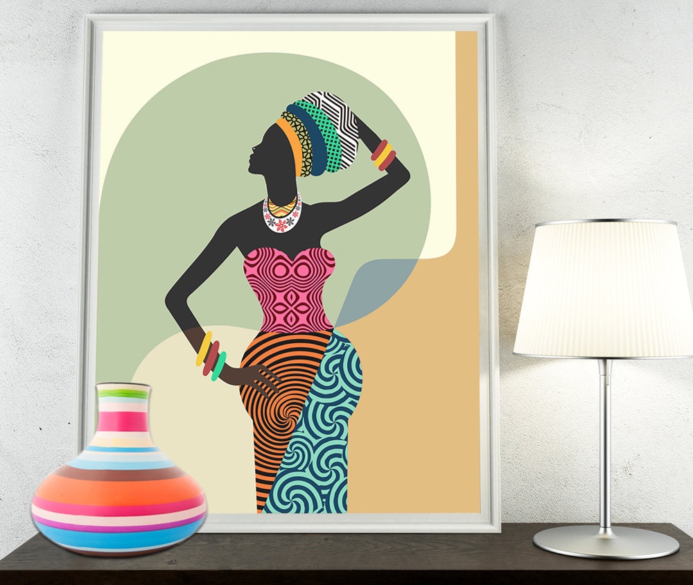 African Woman African Wall  Art  African Wall  Decor  Black