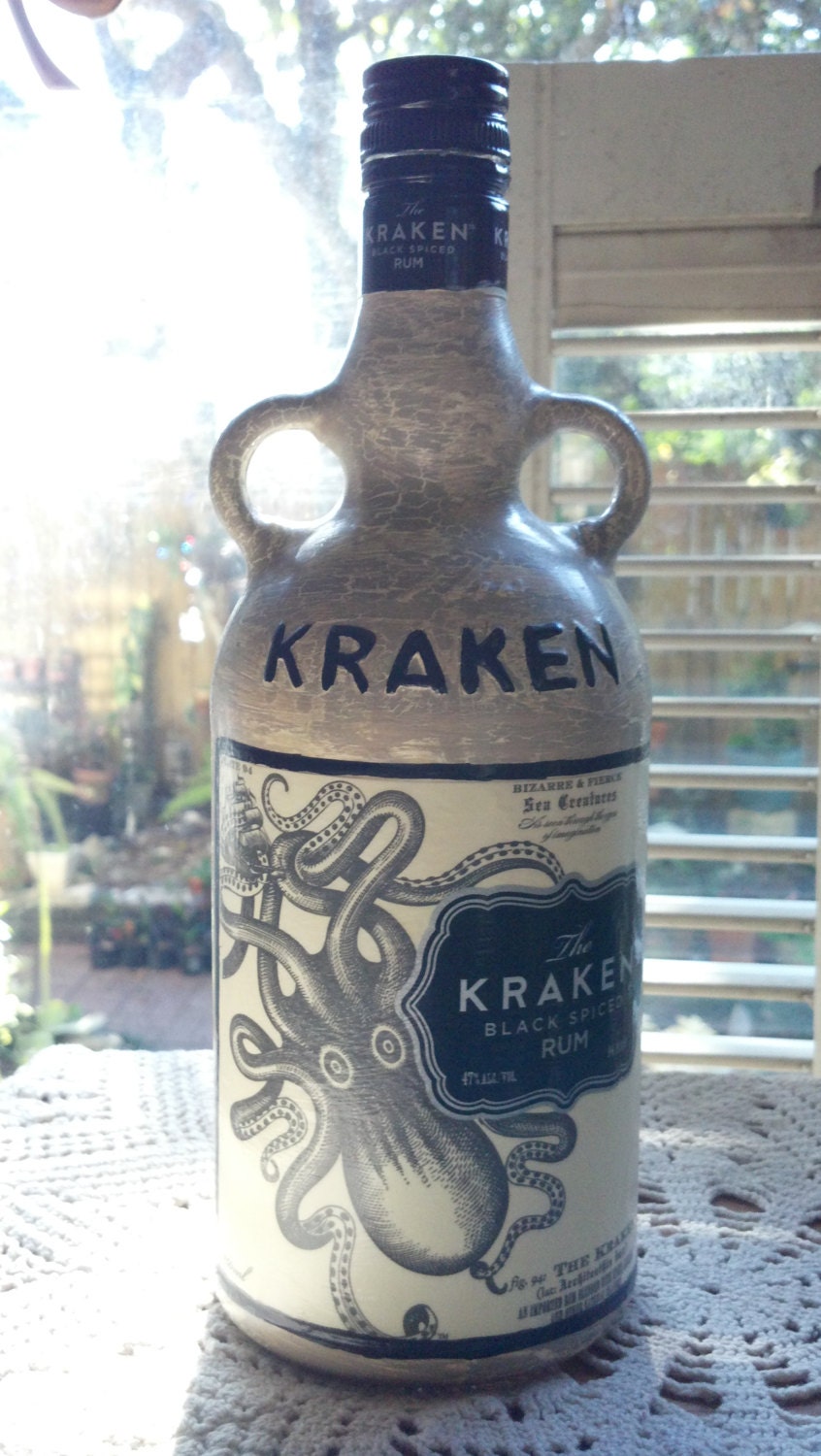 The Kraken Rum Glass Bottle Hand Painted Decanter