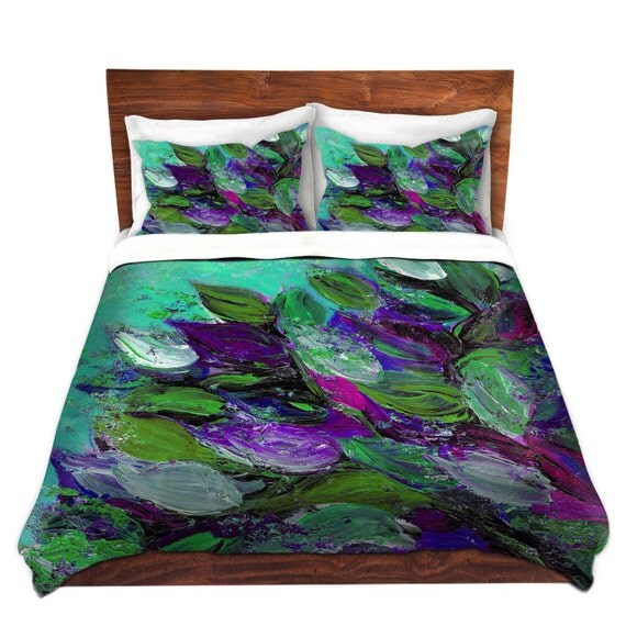 Blooming Beautiful Floral Art Duvet Covers King Queen Twin Blooming Beautiful Floral Art Duvet Covers King Queen Twin Size Mint Seafoam Green Plum Purple Home