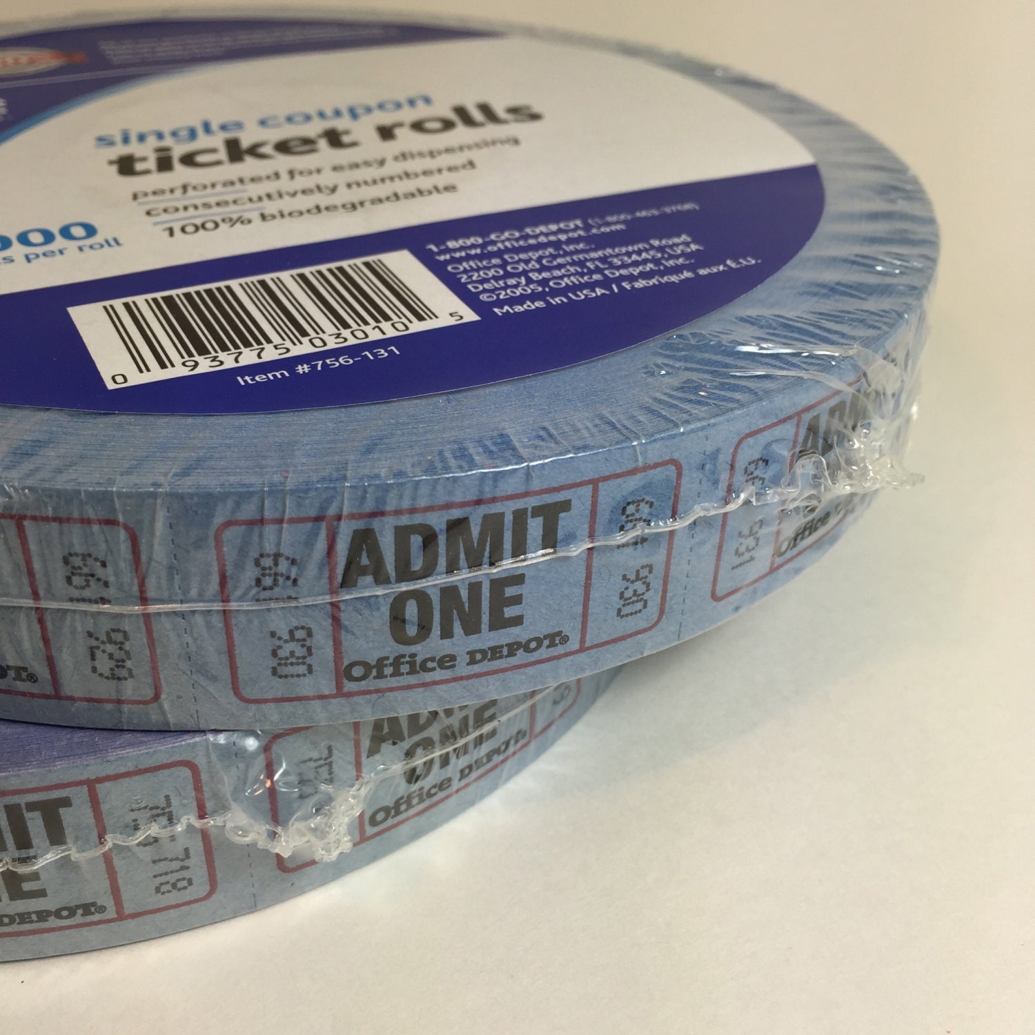 Blue Ticket Roll / 2000 BLUE Admit One Tickets Raffle