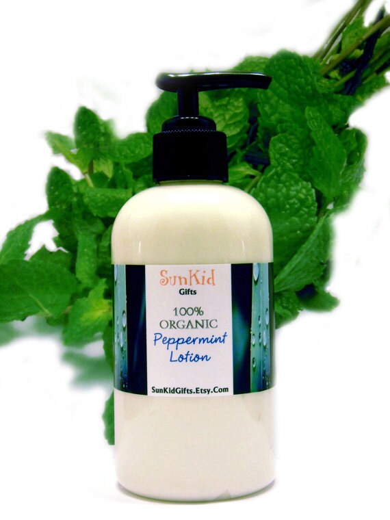 Organic Peppermint Lotion Body Butter in a Pump Bottle