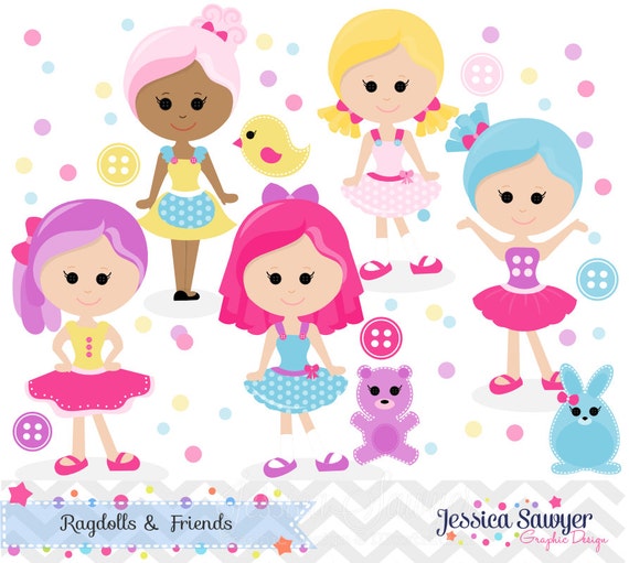 INSTANT DOWNLOAD Ragdoll clipart or sewing clip art for