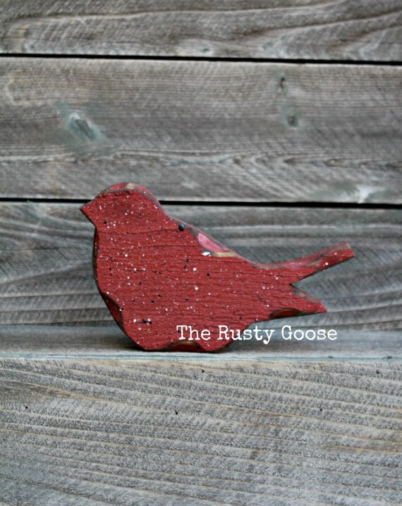 Bird Decor, Bird Shelf Sitter, Summer Bird, Red Bird, Wooden Bird, Barn Red Decor, Primitive Bird, Farmhouse Decor, Red Summer Decor