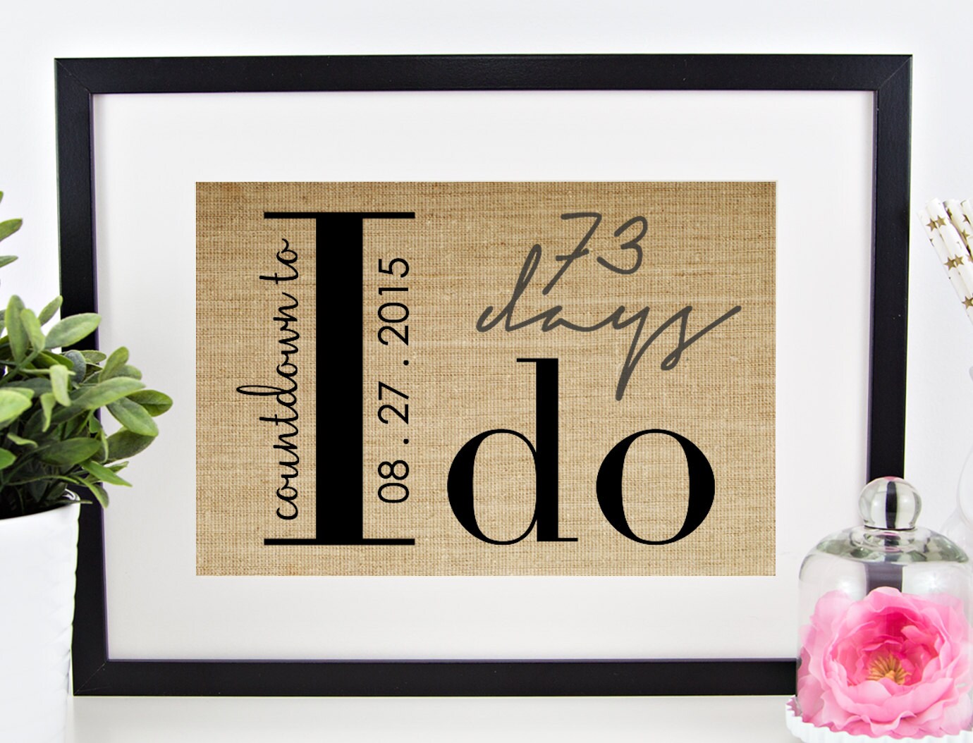 Dry Erase Wedding Countdown Sign Engagement Gift for Couple