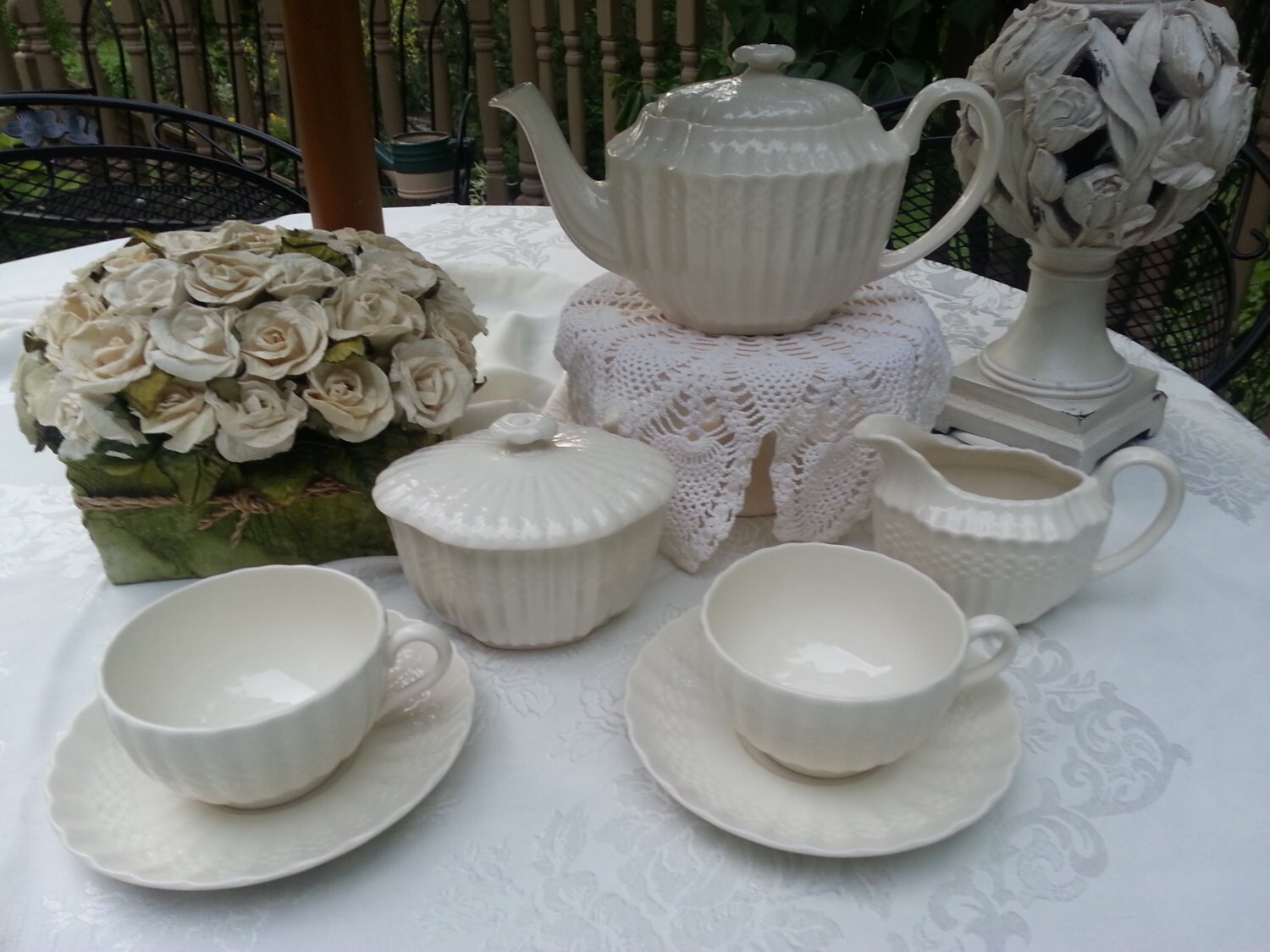 Spode Chelsea Wicker Tea Set Spode Tea Set 7 Pieces made in