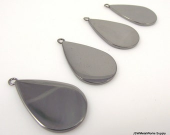 Gunmetal Teardrop Charms, Teardrop Tag, Blank Discs, Stamping Blanks, 24 x 16mm