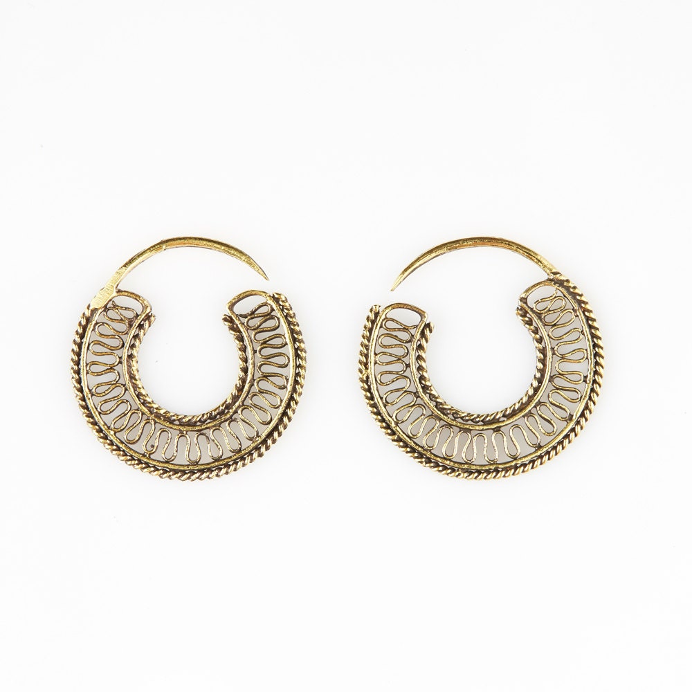 Brass Earrings Antique Earrings Tribal Jewelry