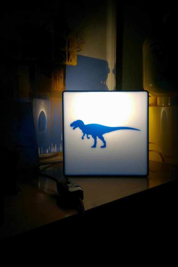 Dinosaur Lamp. Dinosaur Fun Light Box. Velociraptor Light.