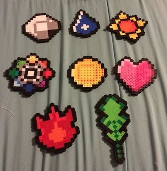 Items Similar To Perler Bead Kanto Gym Badge Pokemon Gym Badges Set Of 