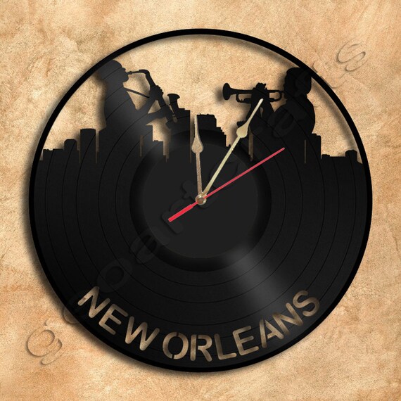 Wall Clock New Orleans Vinyl Record Clock Upcycled by geoartcrafts
