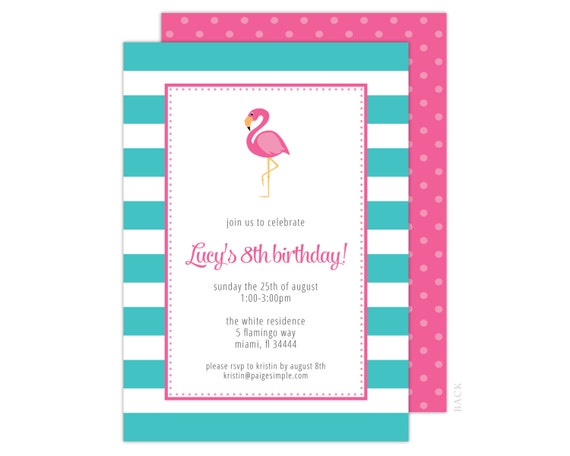 Pink Flamingo Party Invitation or Shower Invitation (Flamingo Party, Flamingo Invitation, Pool Party Invitation, Pool Party, 1st Birthday) Il_570xn