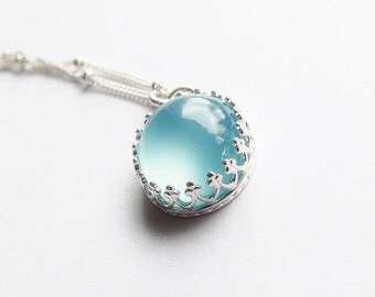 Chalcedony Necklace,Blue Chalcedony Necklace,Bridal Necklace,Pendant,Blue Pendant Necklace,Boho Necklace,Layer Necklace,Wedding Jewelry