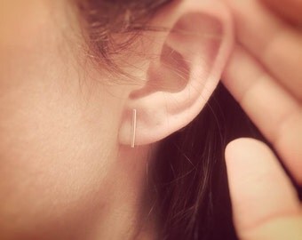 Minimalist Line Earrings,Bar Earrings,Silver Bar Earrings,T Earrings,Line Earrings,Tiny Bar Earrings,Modern Chic,Dash Studs,Simple Earrings