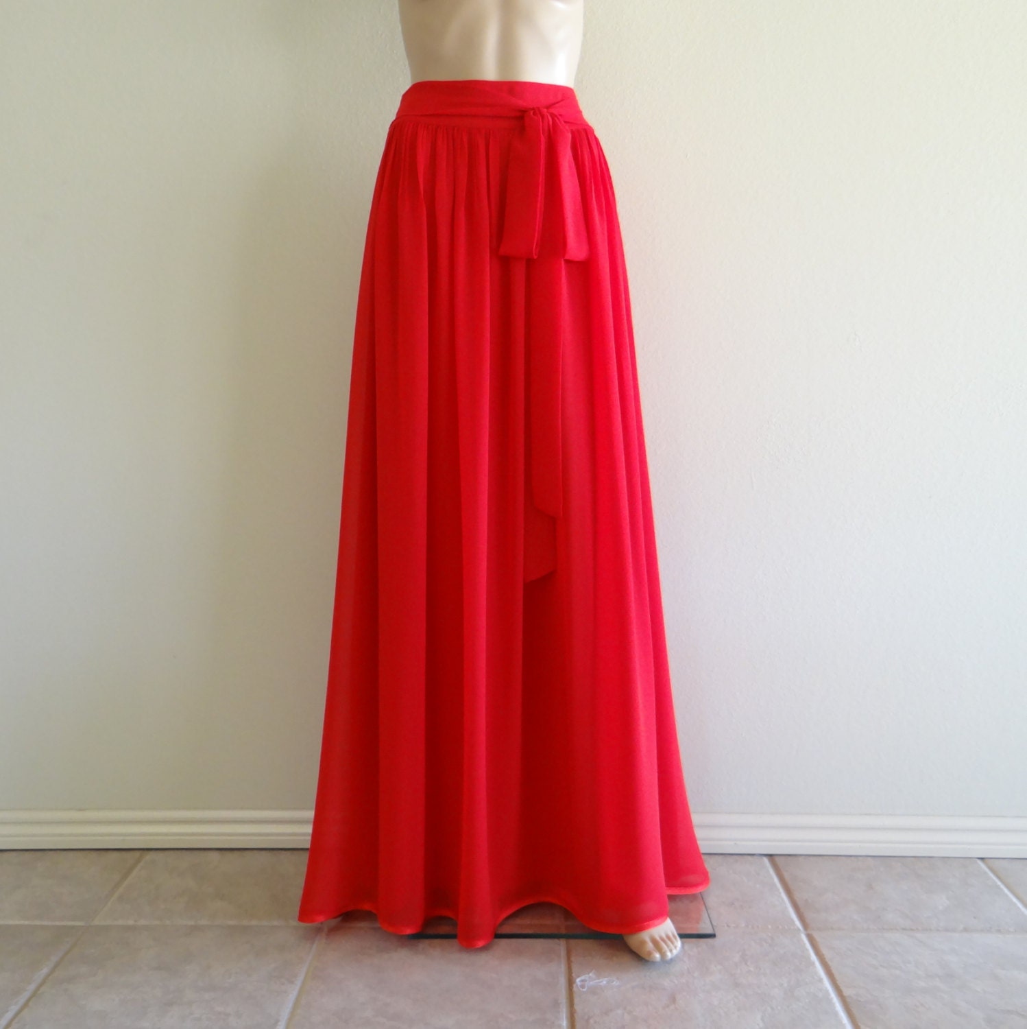 red evening skirt