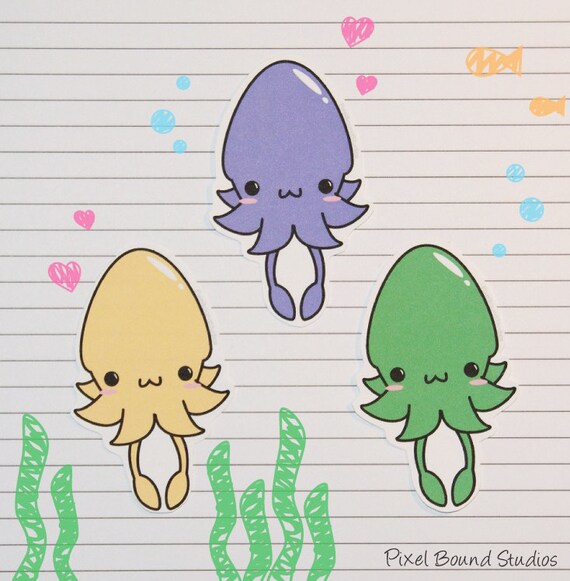 Chibi Squid Stickers and Magnets