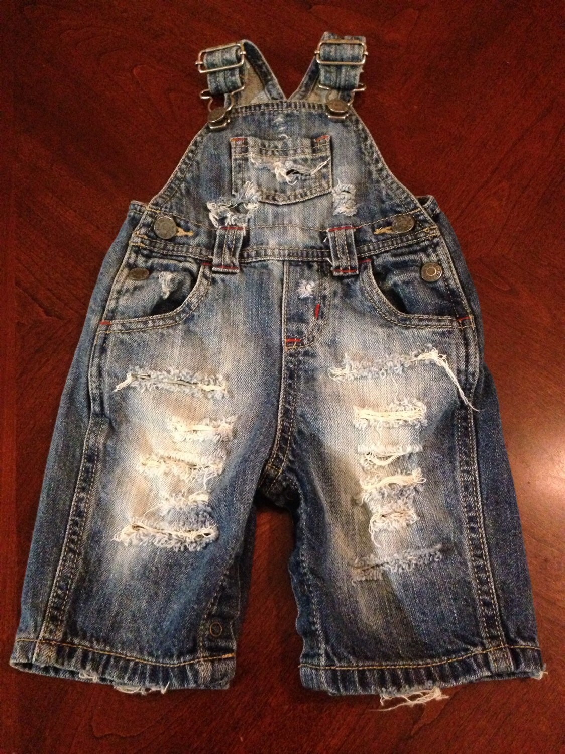 Custom distressed baby boy overalls 03 months by GlitterLovers