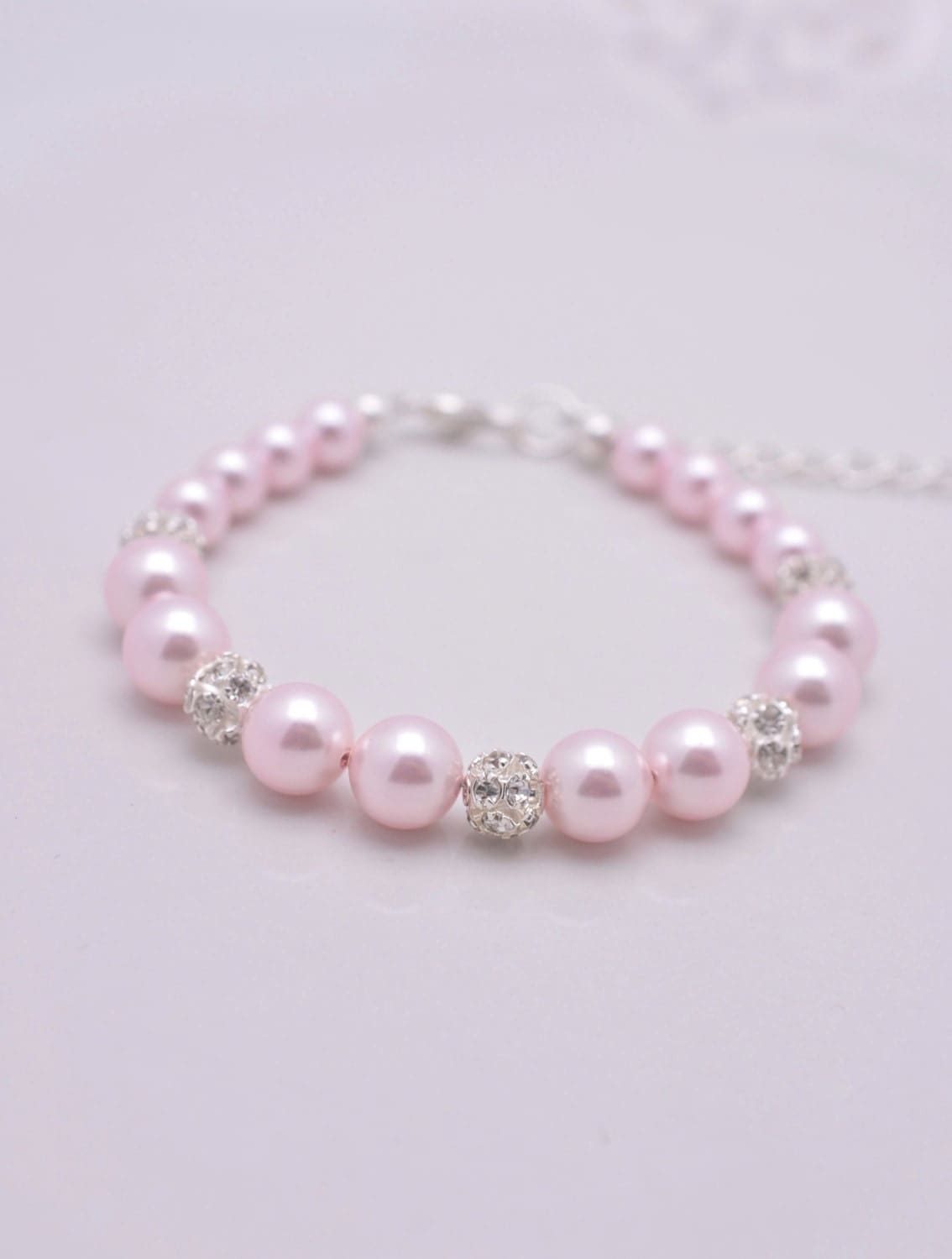 Pink Pearl Bracelet Light Pink Pearl Bridal Bracelet Pink