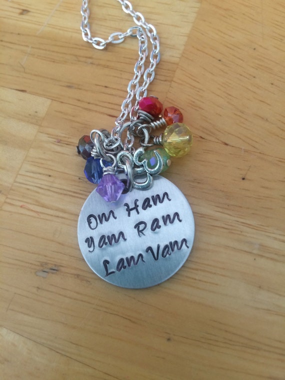 Chakra Om Ham Yam Ram Lam Vam Mantra Necklace by BloomGirlJewelry