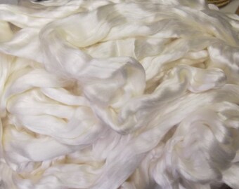 white mulberry silk top, sold by the oz, bombyx, roving, sliver, spinning fiber, art yarn, needle felting,tussah,sari, recycled