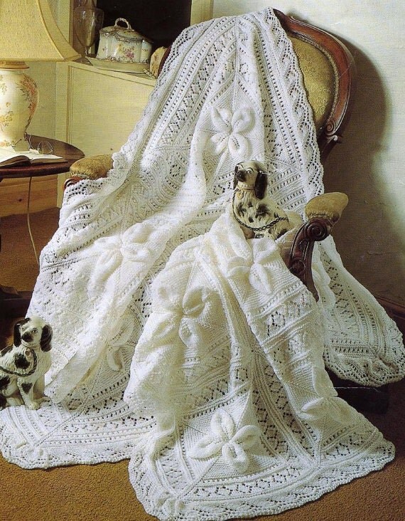 Knitting Pattern Babies White Shawl Babies Blanket Pattern