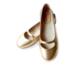 Katia Gold - Leather ballet flats in gold