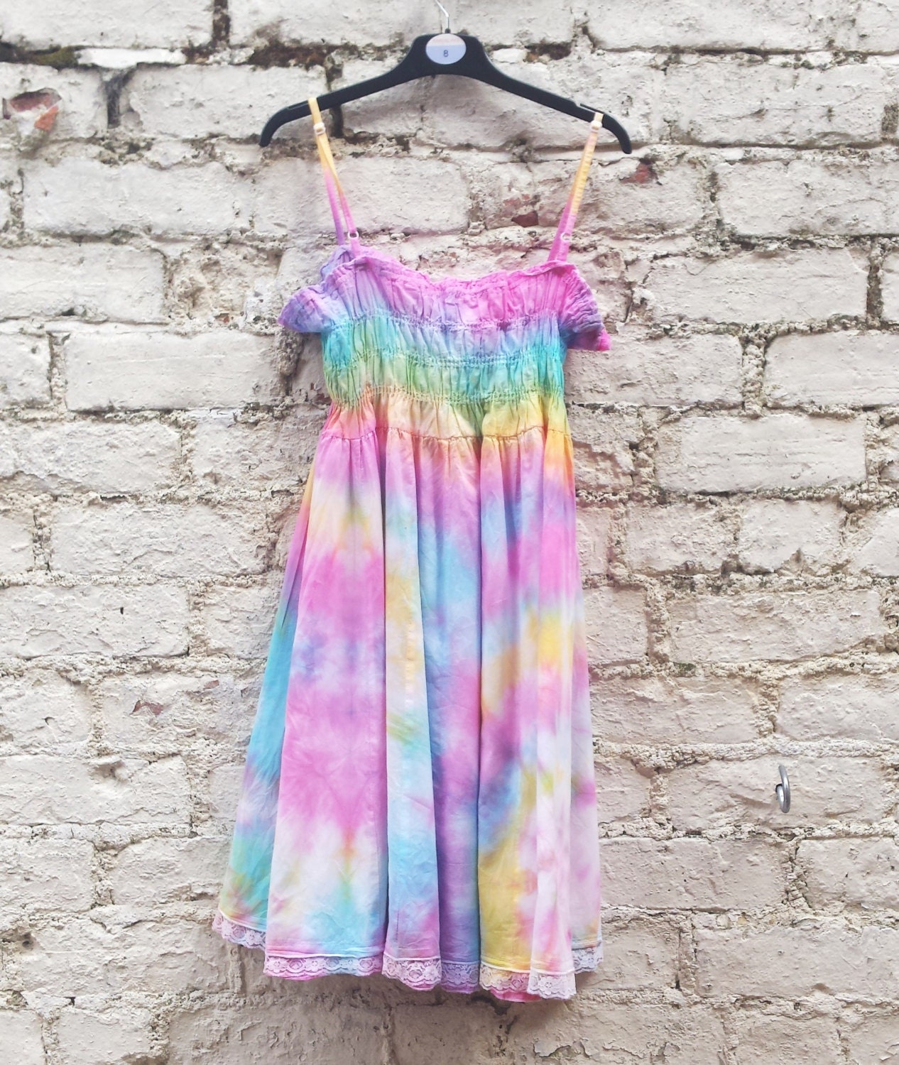 Rainbow Dress Tie Dye Dress Hippie Boho Wedding to by AbiDashery