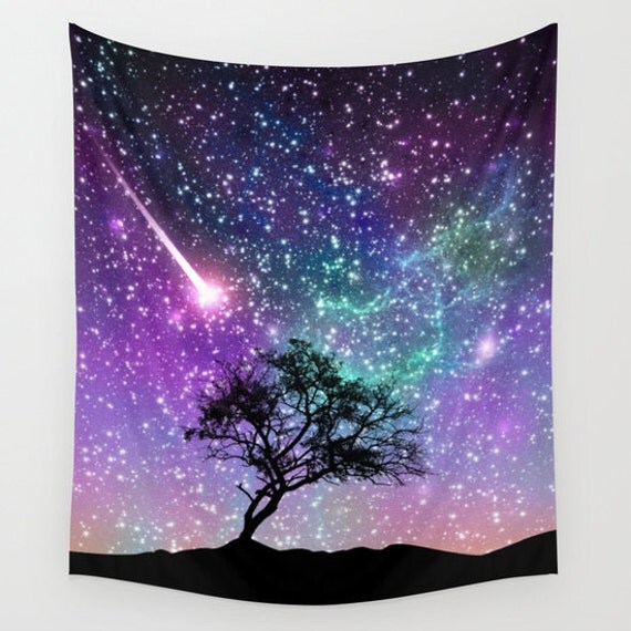 Tree Wall tapestriy Space wall tapestry Galaxy wall art Nebula wall tapestry Blue space tapestry Galaxy