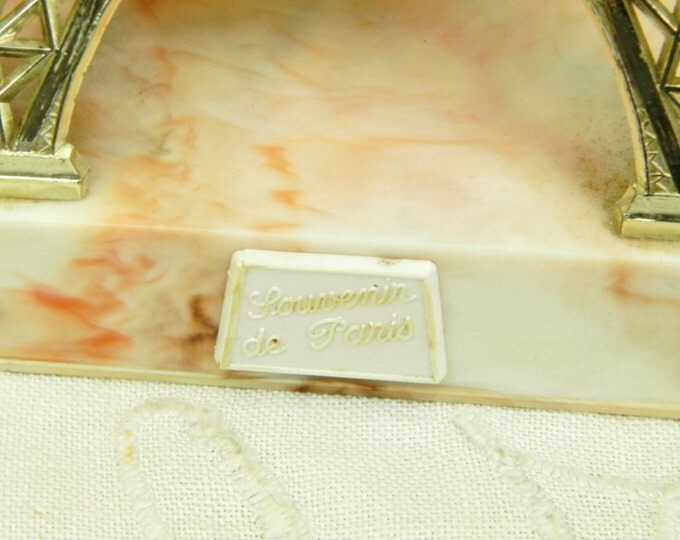 Vintage 1960s / 1970s Souvenir of Paris Tour Eiffel Statue with Thermometer, Retro 60s French Parisian Decor, Mid Century from France