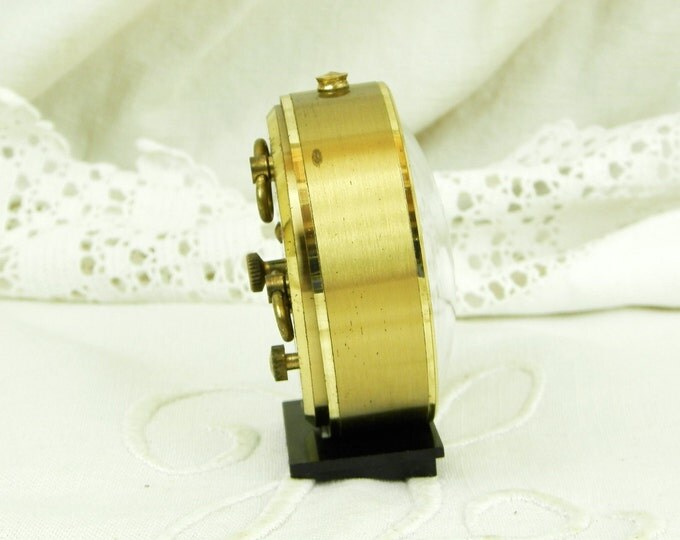 Working Vintage Mid Century Japy French Wind Up Mechanical Alarm Clock, Gold and Black 1950s Bedside Timepiece from France, Retro Home Decor Working Vintage Mid Century Japy French Wind Up Mechanical Alarm Clock, Gold and Black 1950s Bedside Timepiece from France, Retro Home Decor