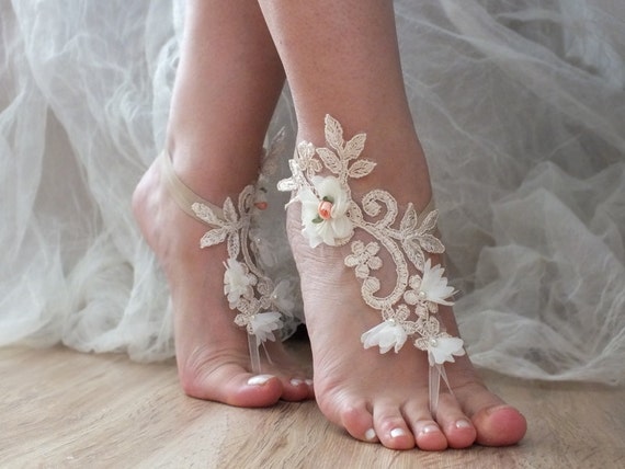 Beach wedding barefoot sandals, lace sandals, lace barefoot sandals ...