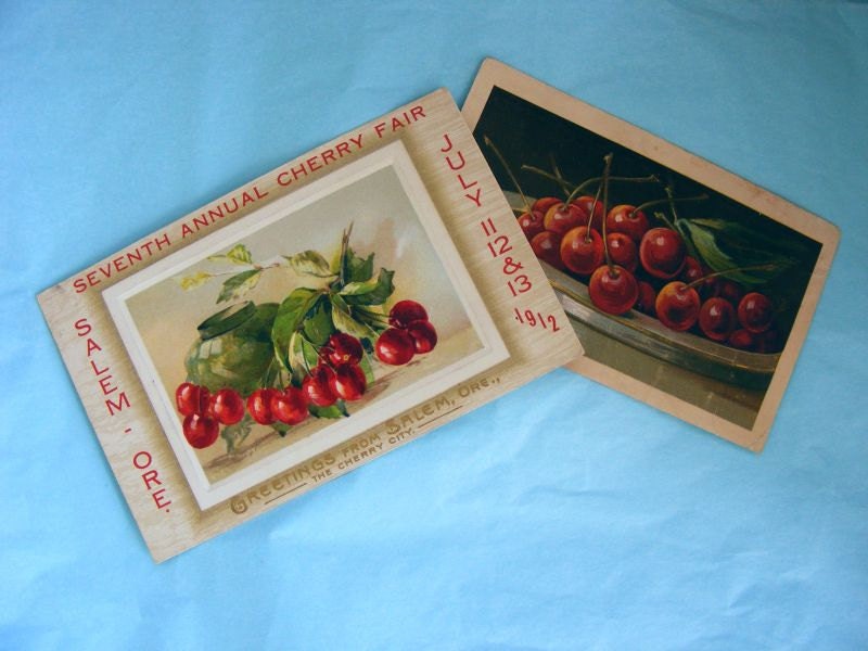 Cherries Salem Oregon 1912 Cherry Fair Postcard & by linsvintage