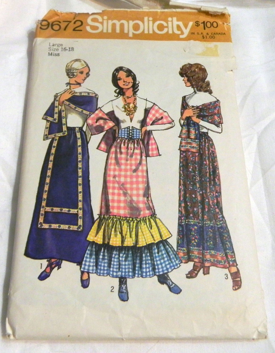 1970s Boho Gypsy Skirt Stole and Belt sewing pattern