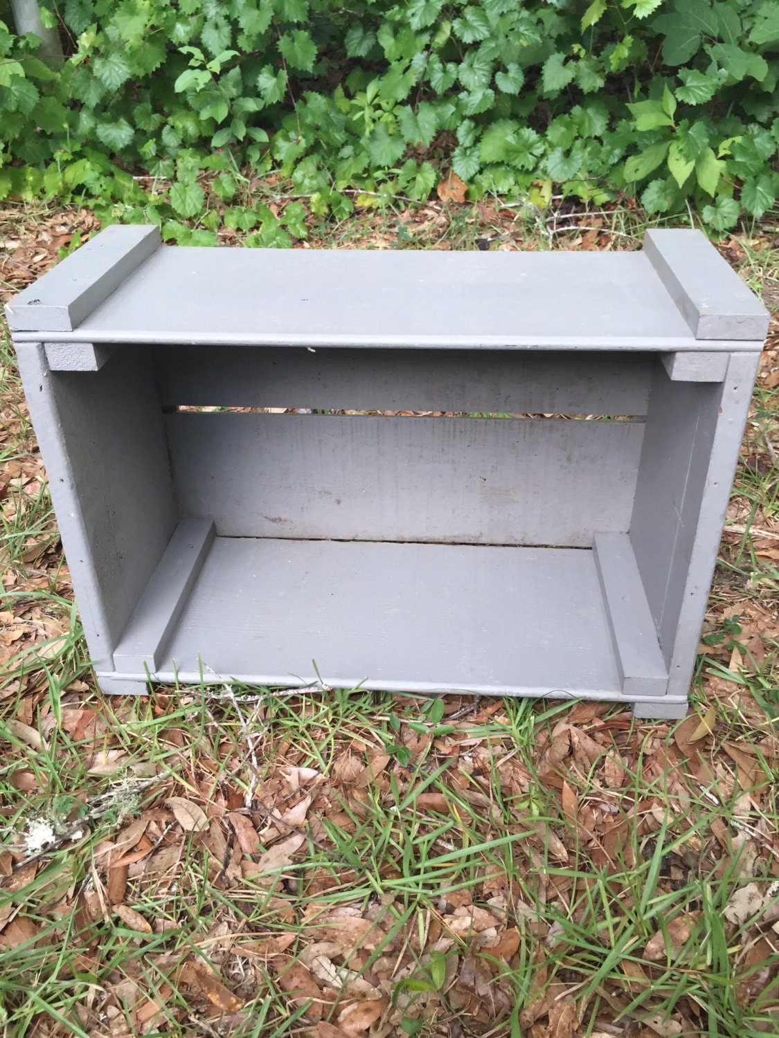 Gray wooden Crate, Wooden Crate, Storage Box, Wooden Box, Slated Wooden