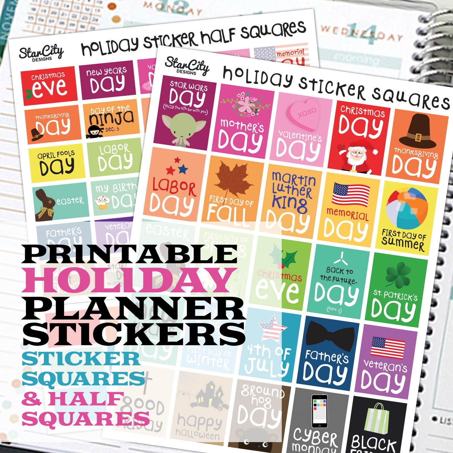 printable planner stickers holiday sticker box planner