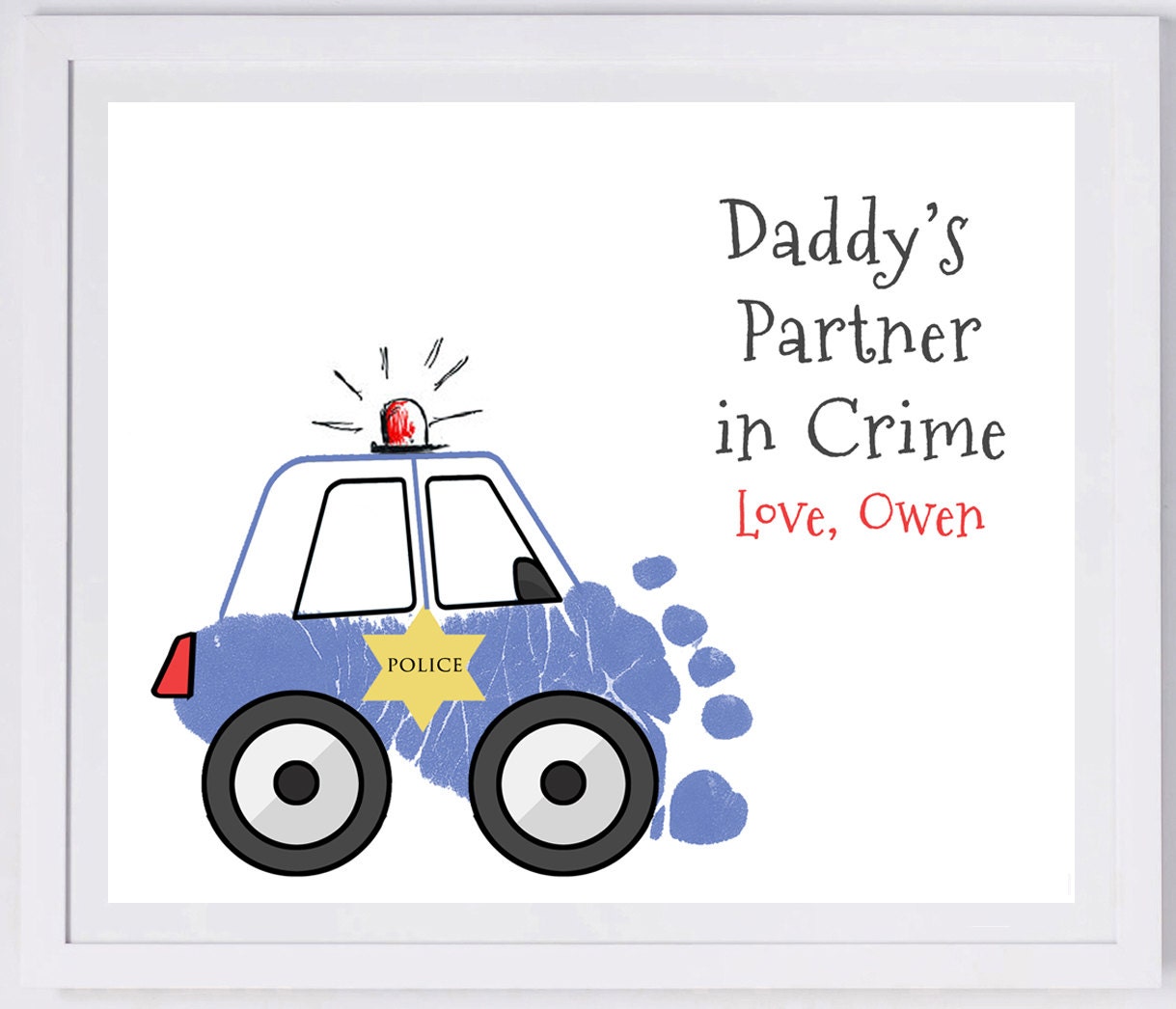 Police Car made from your child's prints Forever Prints.