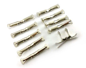 Metal bow tie clips - lot of 10 - clip on bowtie hardware - 2 3/4 inch - make your own bow ties DIY supply