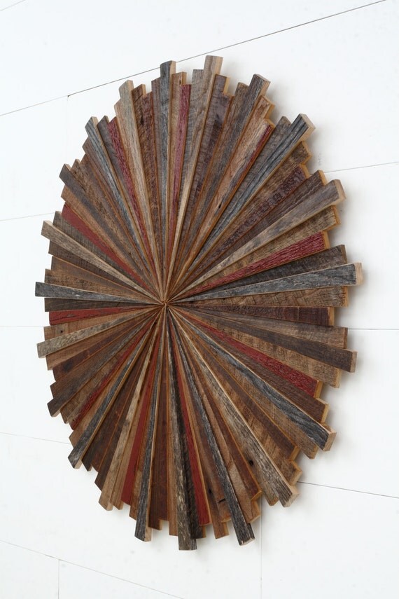 Starburst wood wall art made with old reclaimed by CarpenterCraig