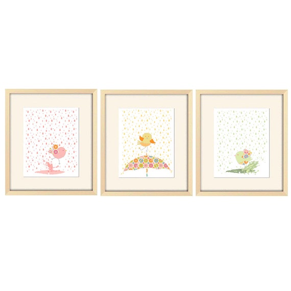 baby bathroom art baby girl nursery children's art bird