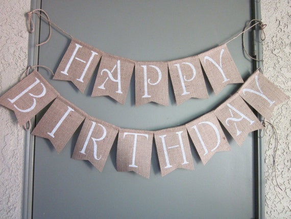 Large Happy Birthday Banner Rustic Chic by QuaintConfections