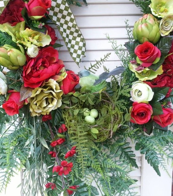 Custom for SUSAN COBLE floral wreath garden wreath cottage