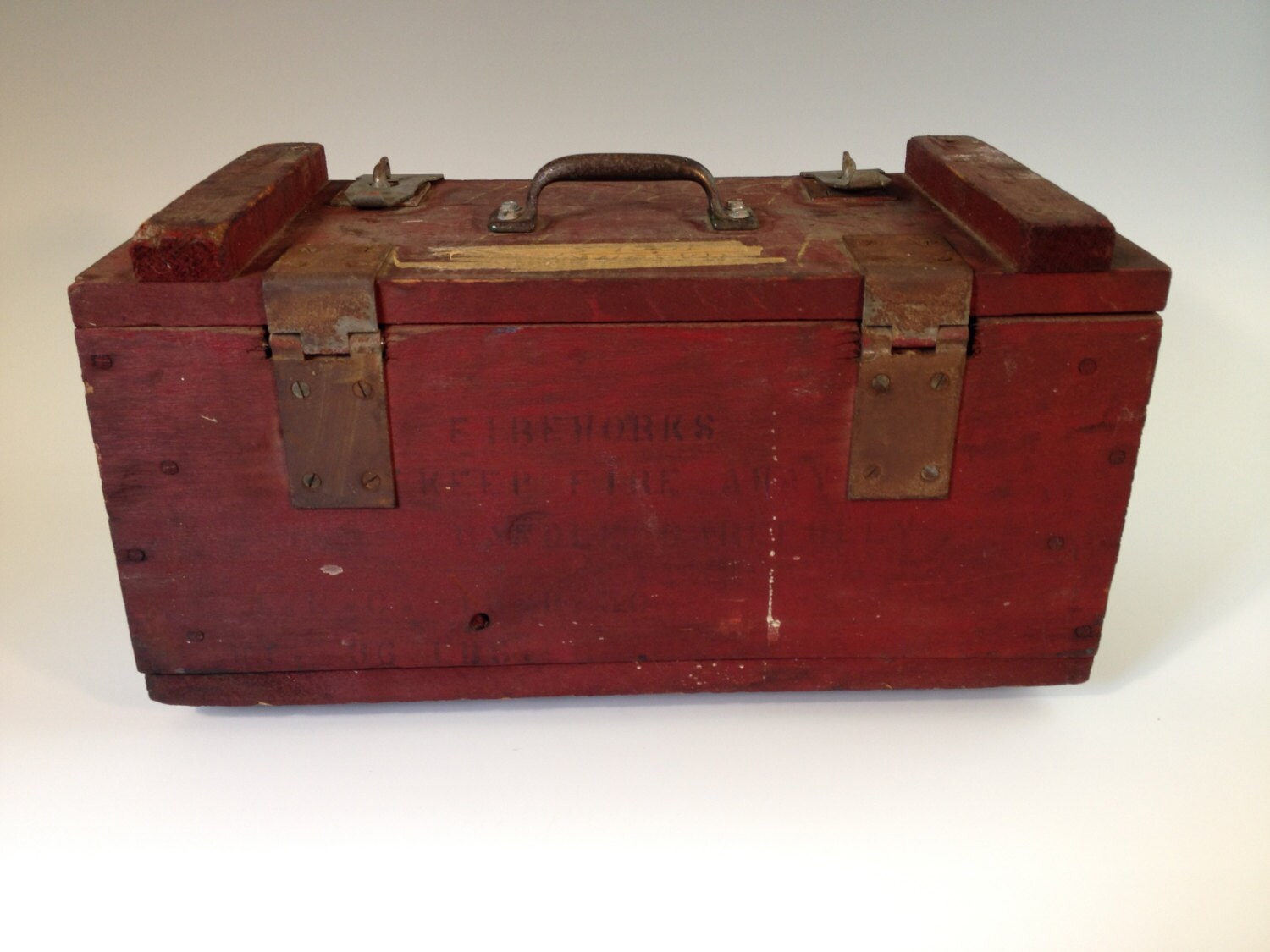 Old Fireworks Wooden Box Original Paint Tool Box Storage! Haute Juice