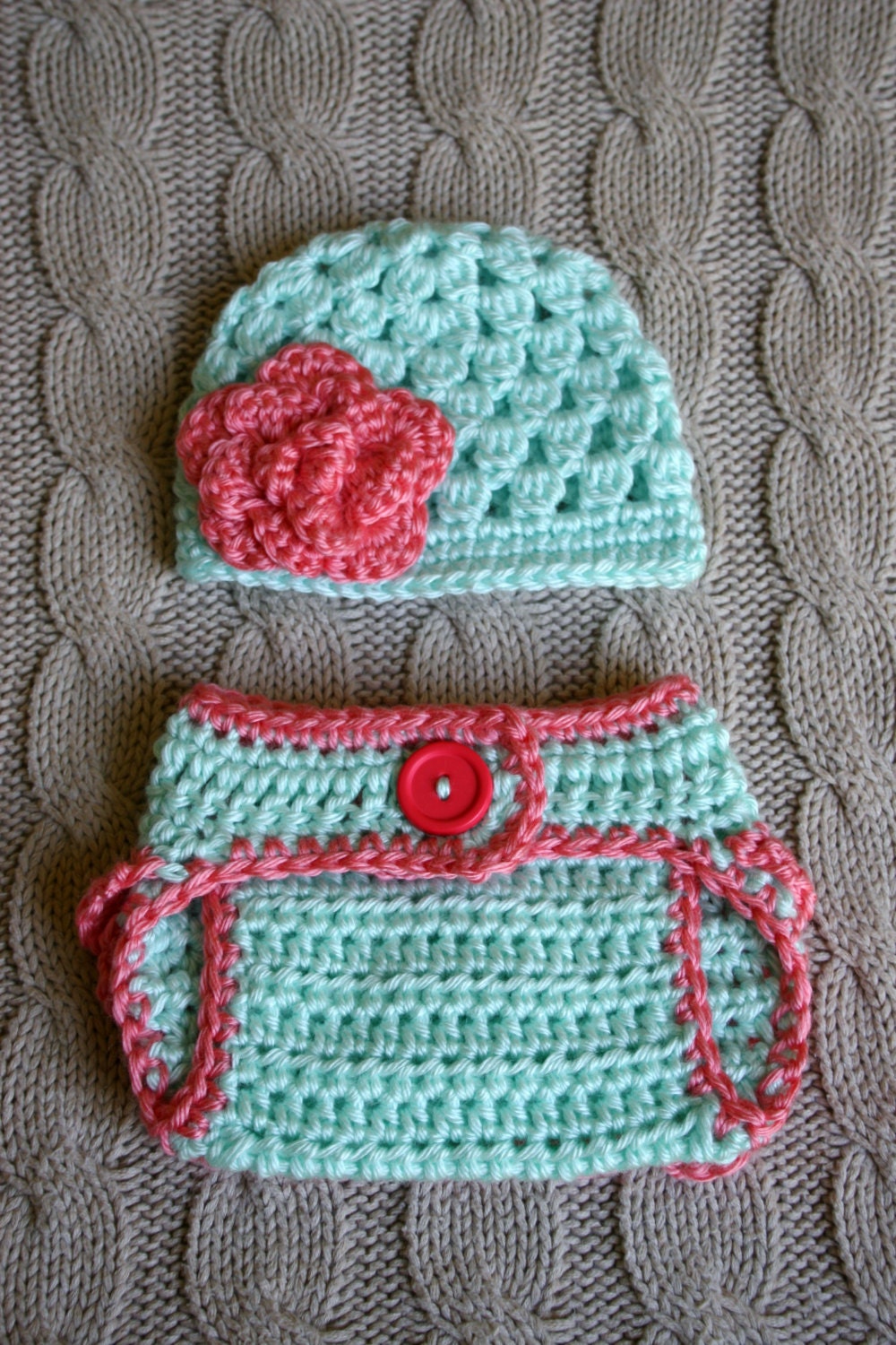 Cute Crochet Knit Newborn Baby Girl Hat and by DiddleyDooCrochet