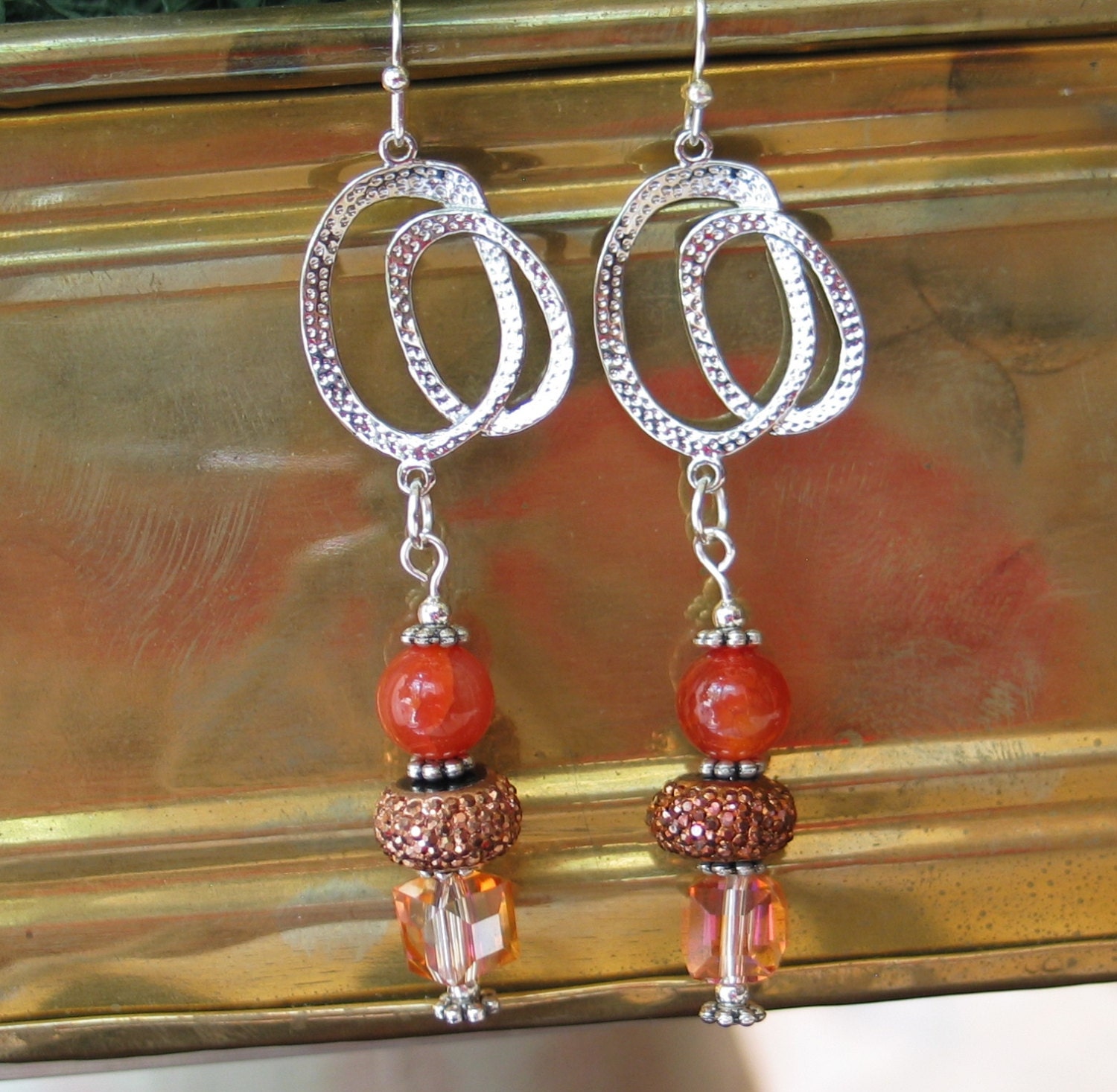 Cinnamon Earrings Orange Earrings Brown Earrings Stone